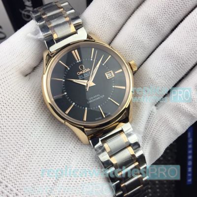 Replica Omega De Ville Watch - Two Tone Black Dial For Sale